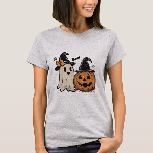 T-shirt Halloween, Vintage Boo Ghost (Voorkant)
