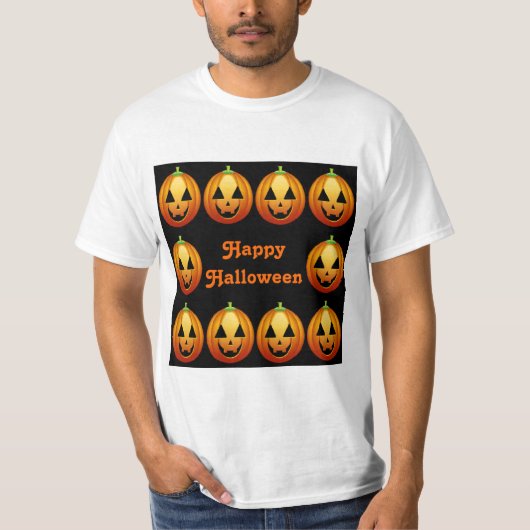 T-Shirt Happy Halloween Pumpkins (Voorkant)