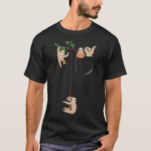 T-shirt Happy Sloth Familie Habitat in Pocket