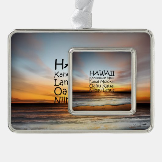 T-SHIRT Hawaii Verzilverd Omlijst Ornament (Voorkant)
