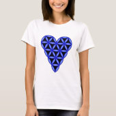 T-Shirt - 'Heart of Life', 3D, Blue. (Voorkant)