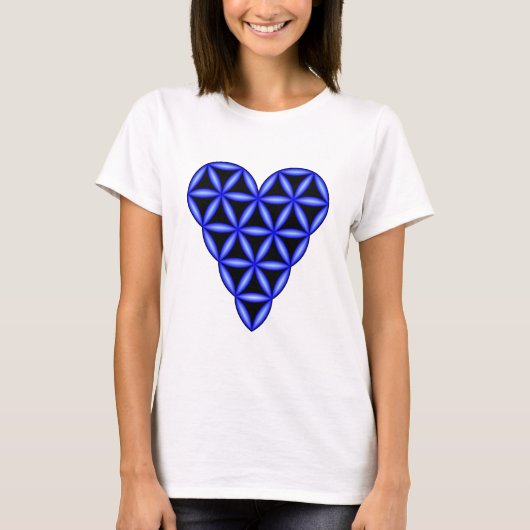 T-Shirt - 'Heart of Life', 3D, Blue. (Voorkant)