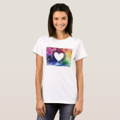 T-SHIRT Hearts White Rainbow drip (Voorkant volledig)