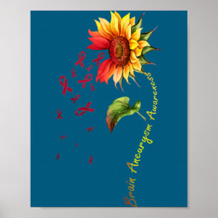 T-shirt Hersenen Aneurysma Bewustzijn Zonnebloem Poster