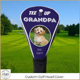 T-shirt het op Opa Custom Pet Photo Father Day Blu Golfheadcover