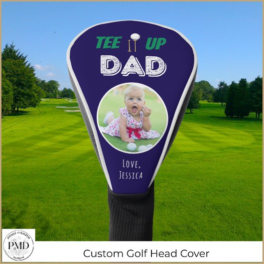 T-shirt het op pap aangepaste foto vaders dag golfheadcover