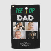 T-shirt het op pap aangepaste Vaderdag 4 foto Golfhanddoek (Voorkant)