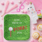 T-shirt het op voor Him Golf Theme Celebrparty Papieren Bordje (Feest)