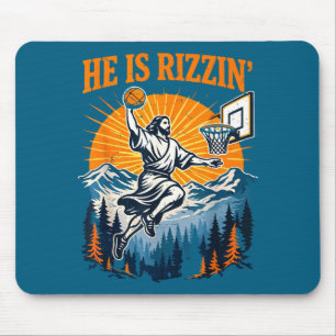 T-shirt Hij Rizzin Jezus Basketbal Christelijk Muismat