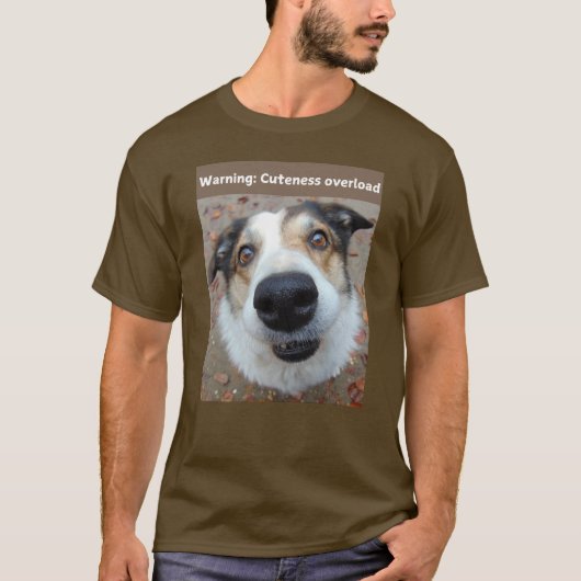 T-shirt Hond Print Grappige Waarschuwing: Schattig (Voorkant)