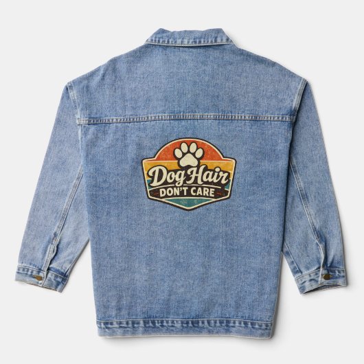 T-shirt 'Hondenhaar? Geen probleem' – Grappige Ret Denim Jacket (Achterkant)
