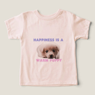T-Shirt Hondenprint "Geluk is een warme puppy"