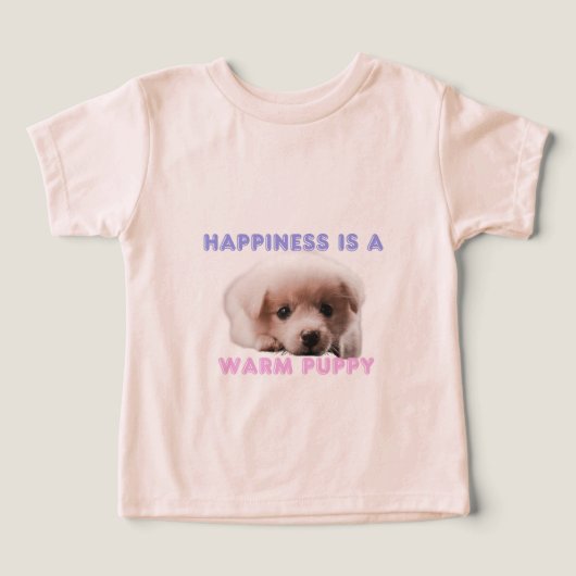 T-Shirt Hondenprint "Geluk is een warme puppy" (Design voorkant)