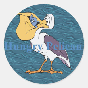 T-SHIRT hongerige pelikaan Ronde Sticker