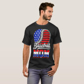 T-shirt honkbalmoeder Amerikaanse vlag moeder (Voorkant volledig)
