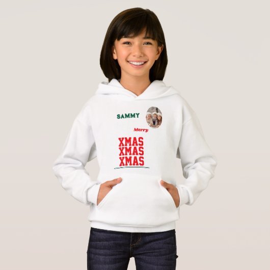 T-Shirt Hoodie pullover foto naam kind kerst (Voorkant volledig)