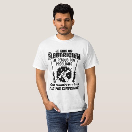 T-shirt Humor électricien (Voorkant volledig)