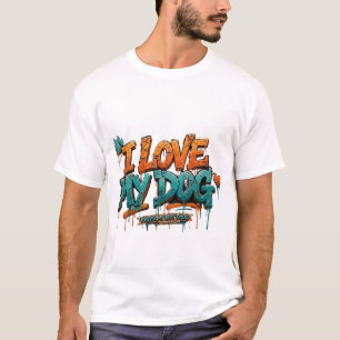 T-shirt Ik hou van mijn hond Graffiti Kleurensplas