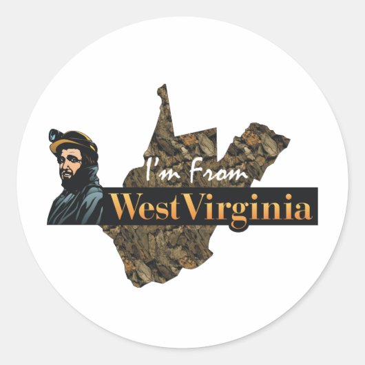T-SHIRT Ik kom uit West Virginia Ronde Sticker (Voorkant)