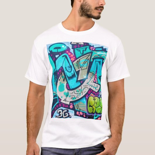 T-shirt in straatkunststijl met graffiti (Voorkant)