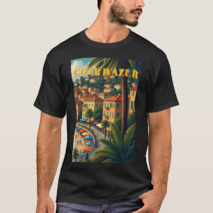 T-shirt in vintage stijl Cote D'Azur Franse reis