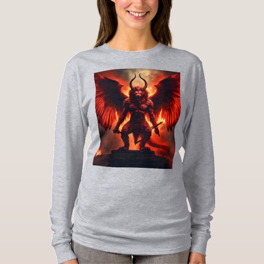 T-Shirt Infernal Winged Warrior – Fiery Demon King (Voorkant)