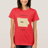 T-shirt - Iowa Map met City (Voorkant)
