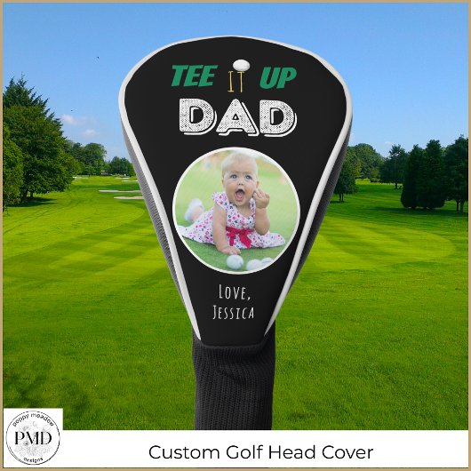 T-shirt It Up Dad Custom Foto Vaderdag Zwart Golfheadcover