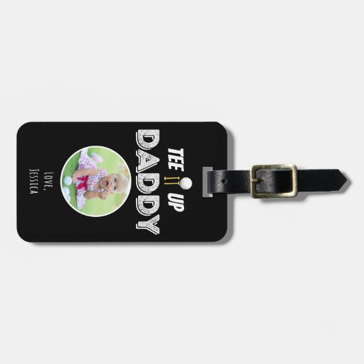 T-shirt It Up Daddy Custom Foto Vaderdag Zwart Bagagelabel (Voorkant horizontaal)