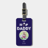 T-shirt It Up Daddy Custom Photo Golf Navy Blauw Bagagelabel (Voorkant verticaal)