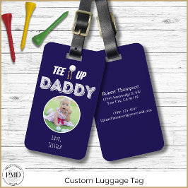 T-shirt It Up Daddy Custom Photo Golf Navy Blauw Bagagelabel