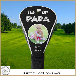 T-shirt It Up Papa Custom Foto Vaderdag Zwart Golfheadcover