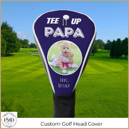 T-shirt It Up Papa Custom Foto Vaders Dag Blauw Golfheadcover