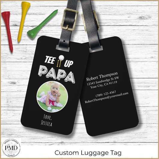 T-shirt It Up Papa Custom Photo Black Golf Bagagelabel