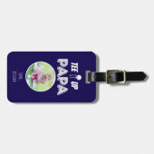 T-shirt It Up Papa Custom Photo Golf Navy Blauw Bagagelabel (Voorkant horizontaal)