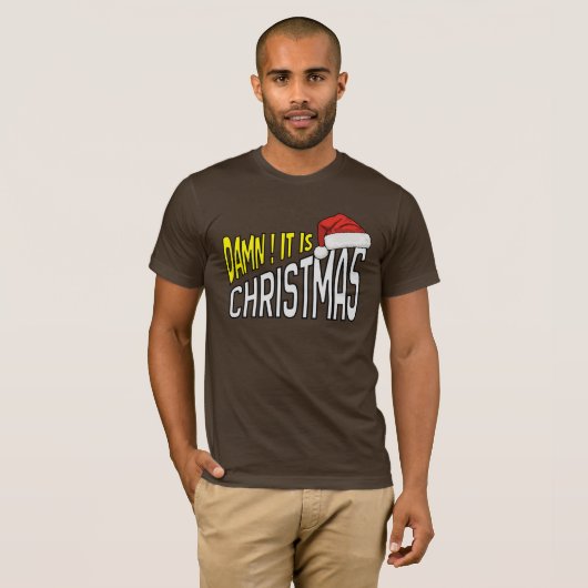 T-Shirt :  It's Christmas (brown) (Voorkant volledig)