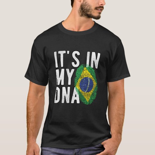 T-shirt It's in my DNA brazil Flag Fingerprints (Voorkant)