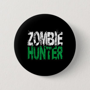 T-shirt jager van Halloween-zombies Grappig feestc Ronde Button 5,7 Cm
