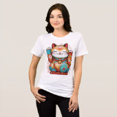  T-Shirt Japanese Lucky Cat (Maneki-neko) – Symbol (Voorkant volledig)