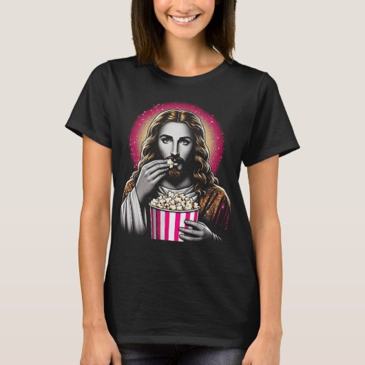T-shirt Jezus eet popcorn! (Voorkant)