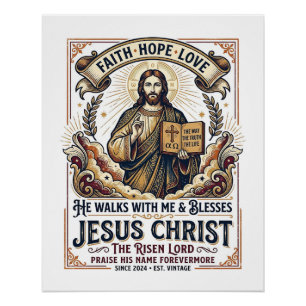 T-shirt Jezus surfen Inspirerend geloof Perfect Poster