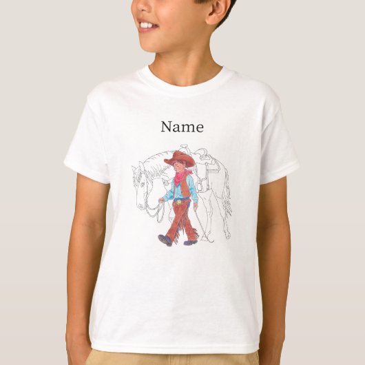T-Shirt Jonge Cowboy en Paard (Voorkant)