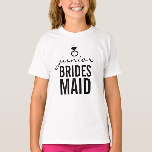 T-shirt - Jr. Bridesmaid's Ring (Bling) Wit (Voorkant)