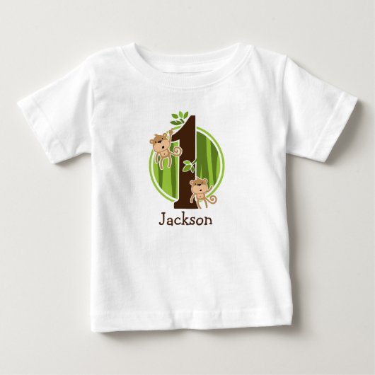 T-shirt Jungle Apen 1e Verjaardag (Voorkant)
