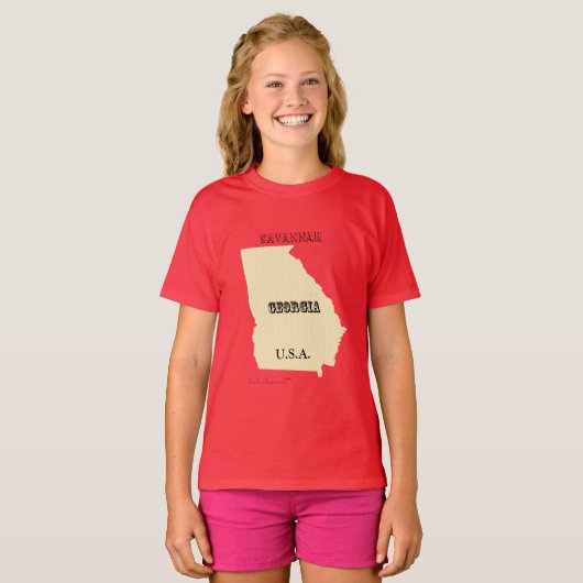 T-shirt - kaart van Georgia met stad (Voorkant volledig)