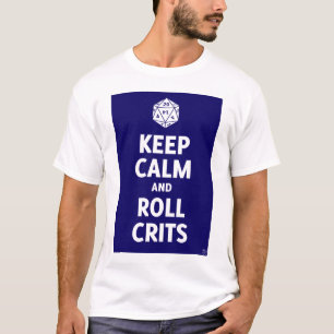 T-shirt kalm en roltrommel houden (d20, blauw)