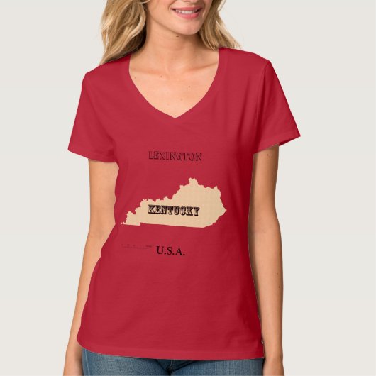 T-shirt - Kentucky Map met City (Voorkant)