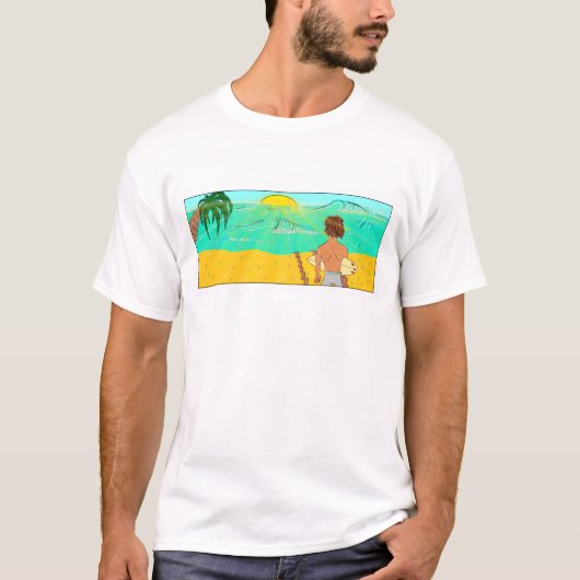 T-shirt Kerel met een surfbord van Zeb (Voorkant)