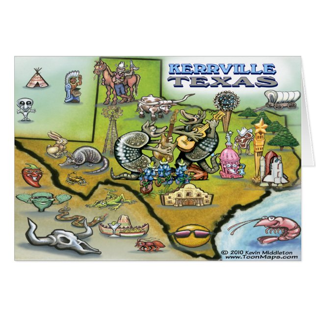 T-shirt Kerrville TEXAS Map (Voorkant Horizontaal)