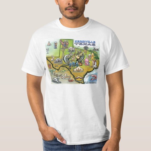 T-shirt Kerrville TEXAS Map (Voorkant)